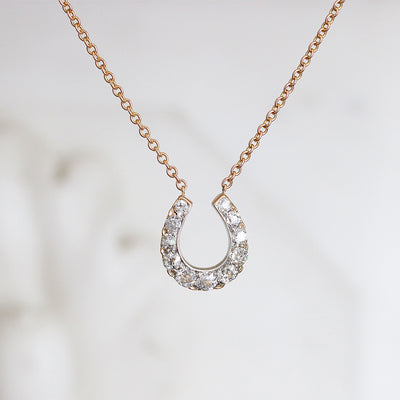 Victorian Old Mine Cut Diamond Horseshoe Necklace