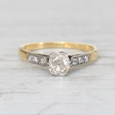 Art Deco 0.45 Carat Old Mine Cut Diamond Solitaire