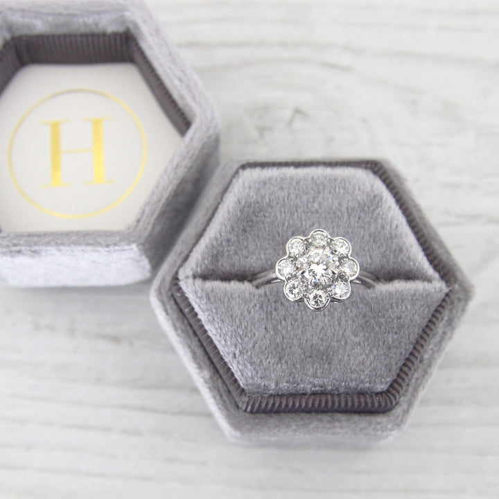 Vintage 0.78 Carat Brilliant Cut Diamond Daisy Cluster Ring