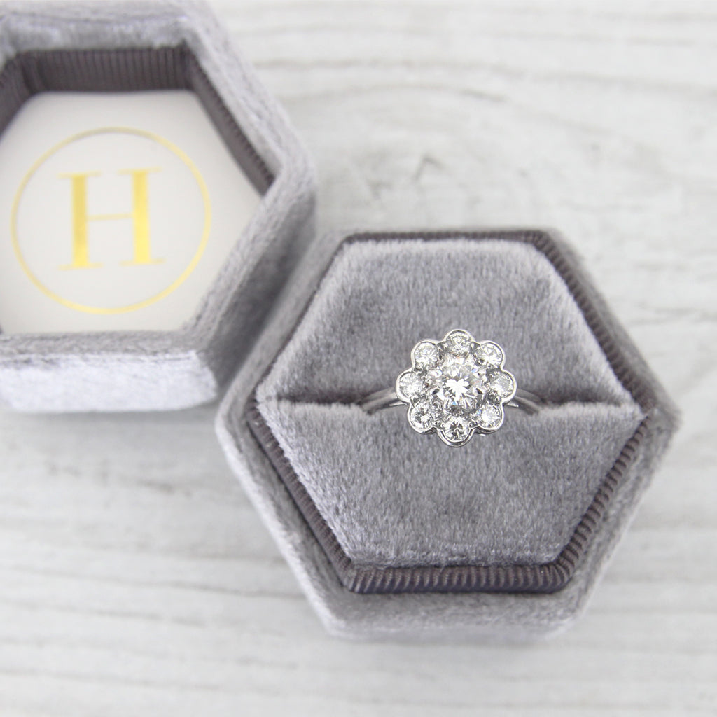 Vintage 0.78 Carat Brilliant Cut Diamond Daisy Cluster Ring