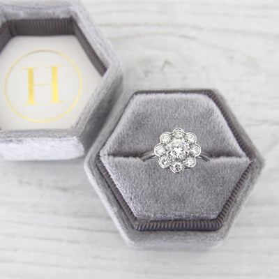 Vintage 0.78 Carat Brilliant Cut Diamond Daisy Cluster Ring