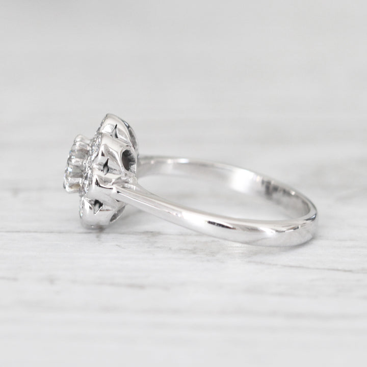 Vintage 0.78 Carat Brilliant Cut Diamond Daisy Cluster Ring