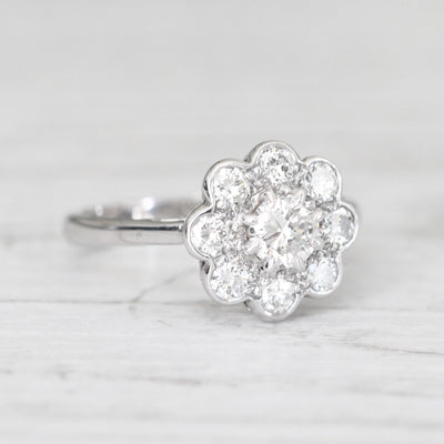 Vintage 0.78 Carat Brilliant Cut Diamond Daisy Cluster Ring