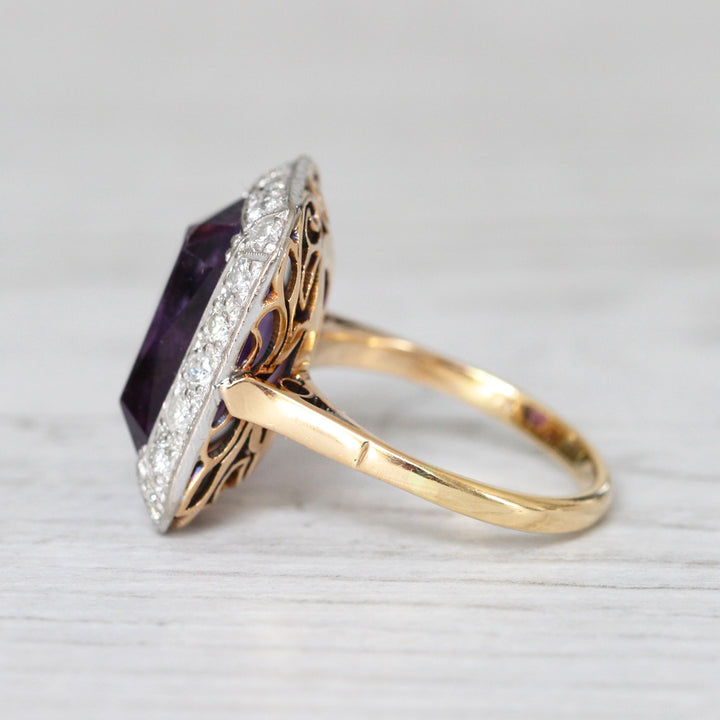 Vintage Amethyst and Diamond Cocktail Ring