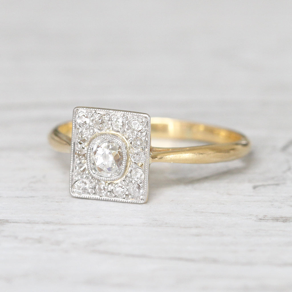 Edwardian 0.40 Carat Old Mine Cut Diamond Square Cluster