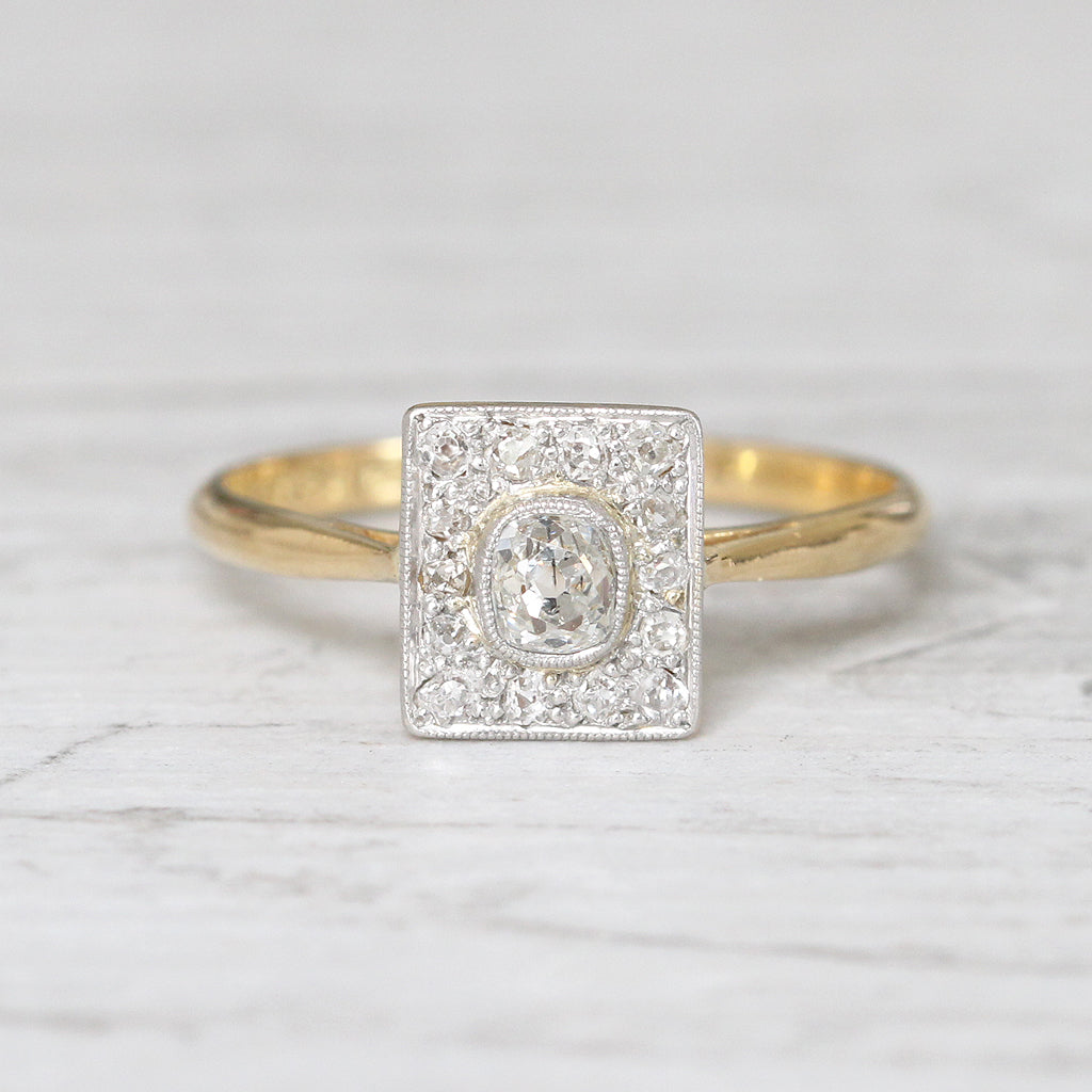 Edwardian 0.40 Carat Old Mine Cut Diamond Square Cluster