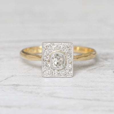 Edwardian 0.40 Carat Old Mine Cut Diamond Square Cluster