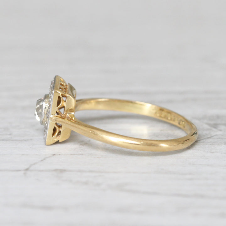 Edwardian 0.40 Carat Old Mine Cut Diamond Square Cluster