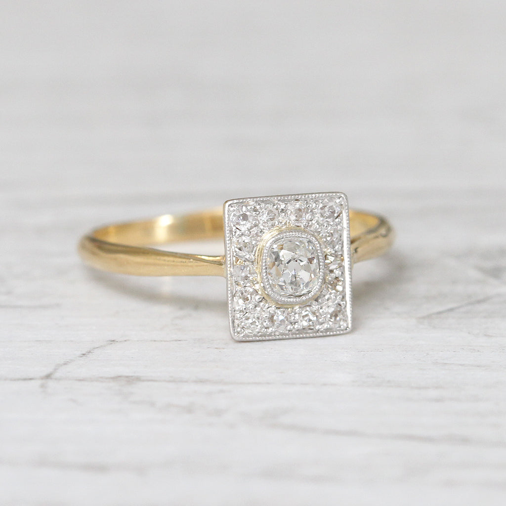 Edwardian 0.40 Carat Old Mine Cut Diamond Square Cluster