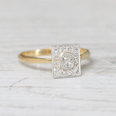 Edwardian 0.40 Carat Old Mine Cut Diamond Square Cluster