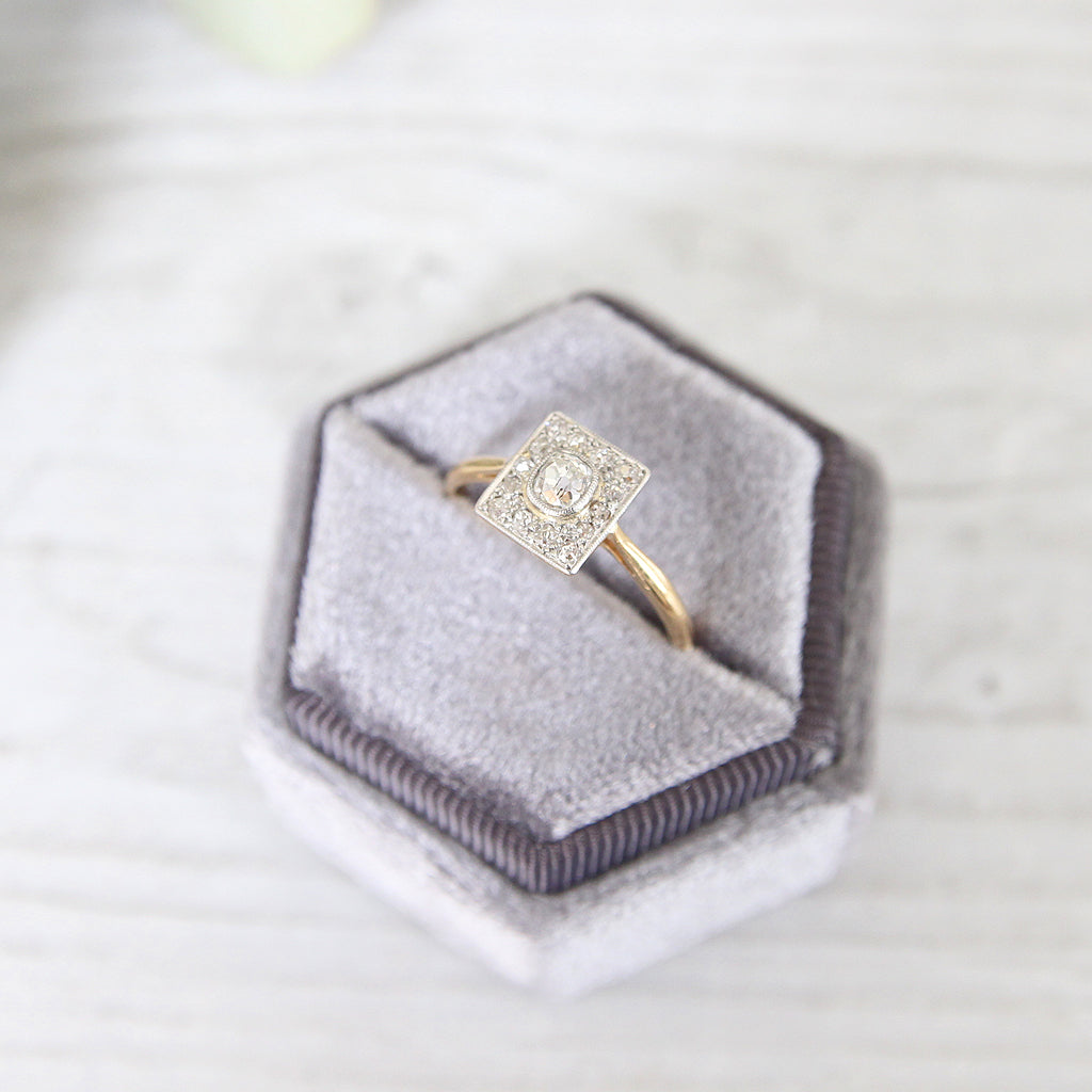 Edwardian 0.40 Carat Old Mine Cut Diamond Square Cluster