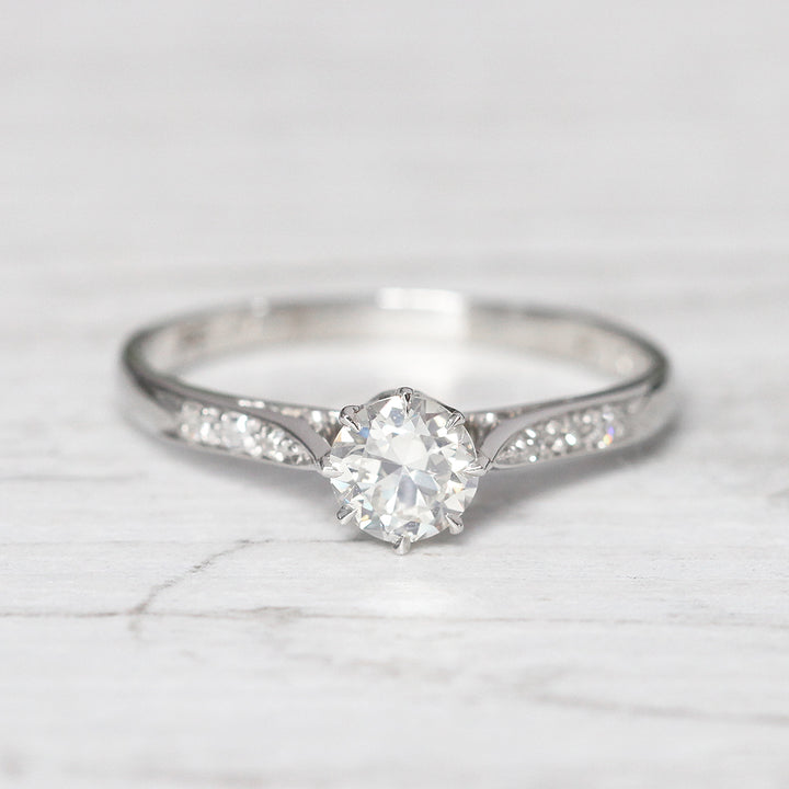 Art Deco 0.60 Carat Transitional Cut Diamond Solitaire