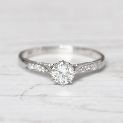 Art Deco 0.60 Carat Transitional Cut Diamond Solitaire