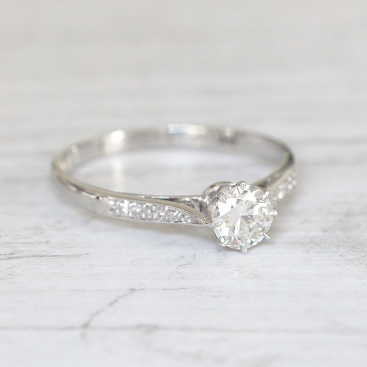 Art Deco 0.60 Carat Transitional Cut Diamond Solitaire