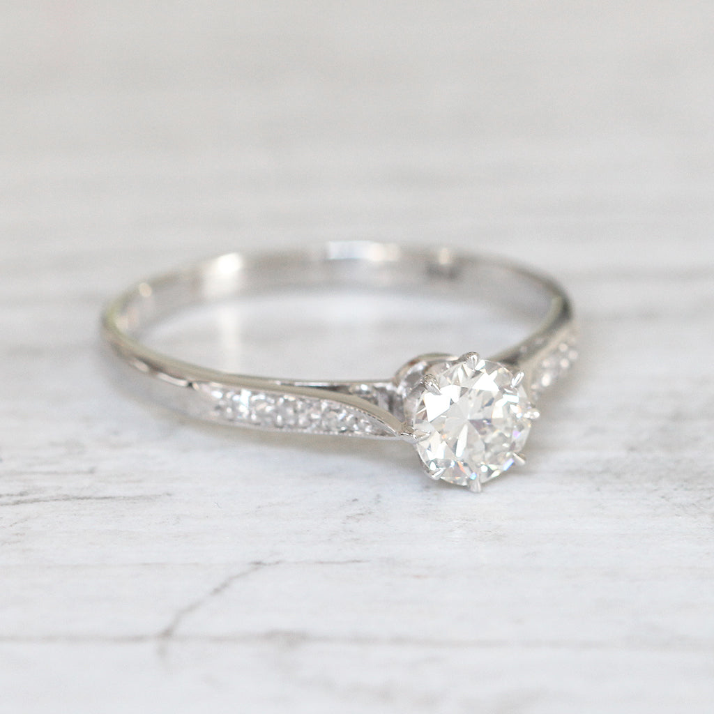 Art Deco 0.60 Carat Transitional Cut Diamond Solitaire