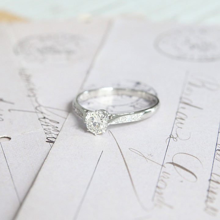 Art Deco 0.60 Carat Transitional Cut Diamond Solitaire