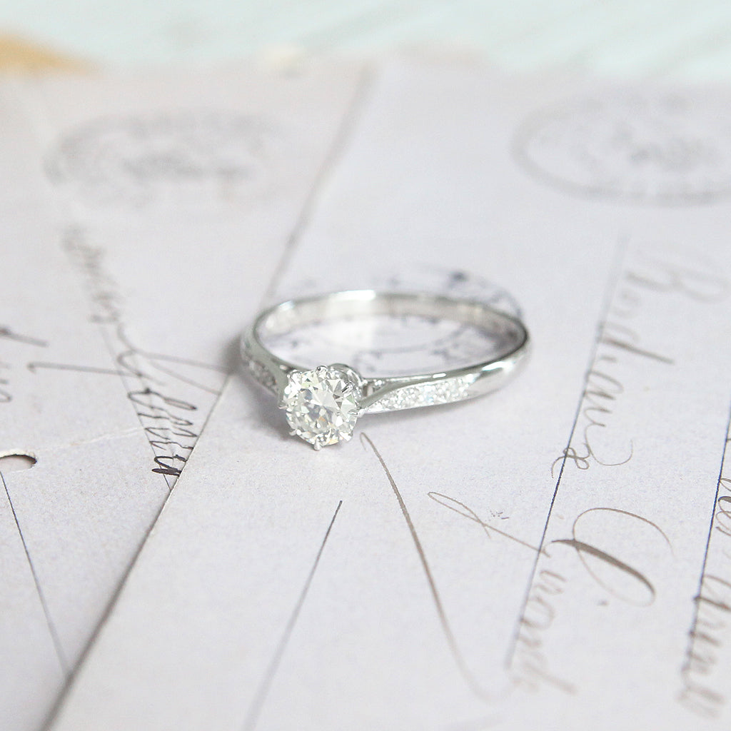 Art Deco 0.60 Carat Transitional Cut Diamond Solitaire