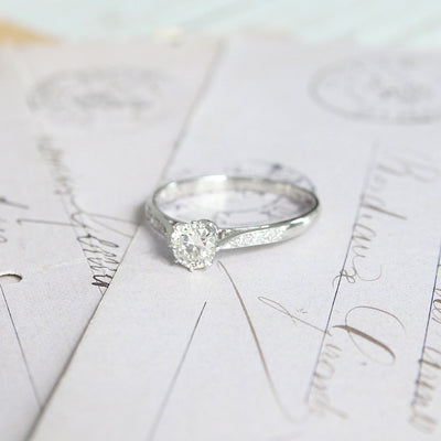 Art Deco 0.60 Carat Transitional Cut Diamond Solitaire