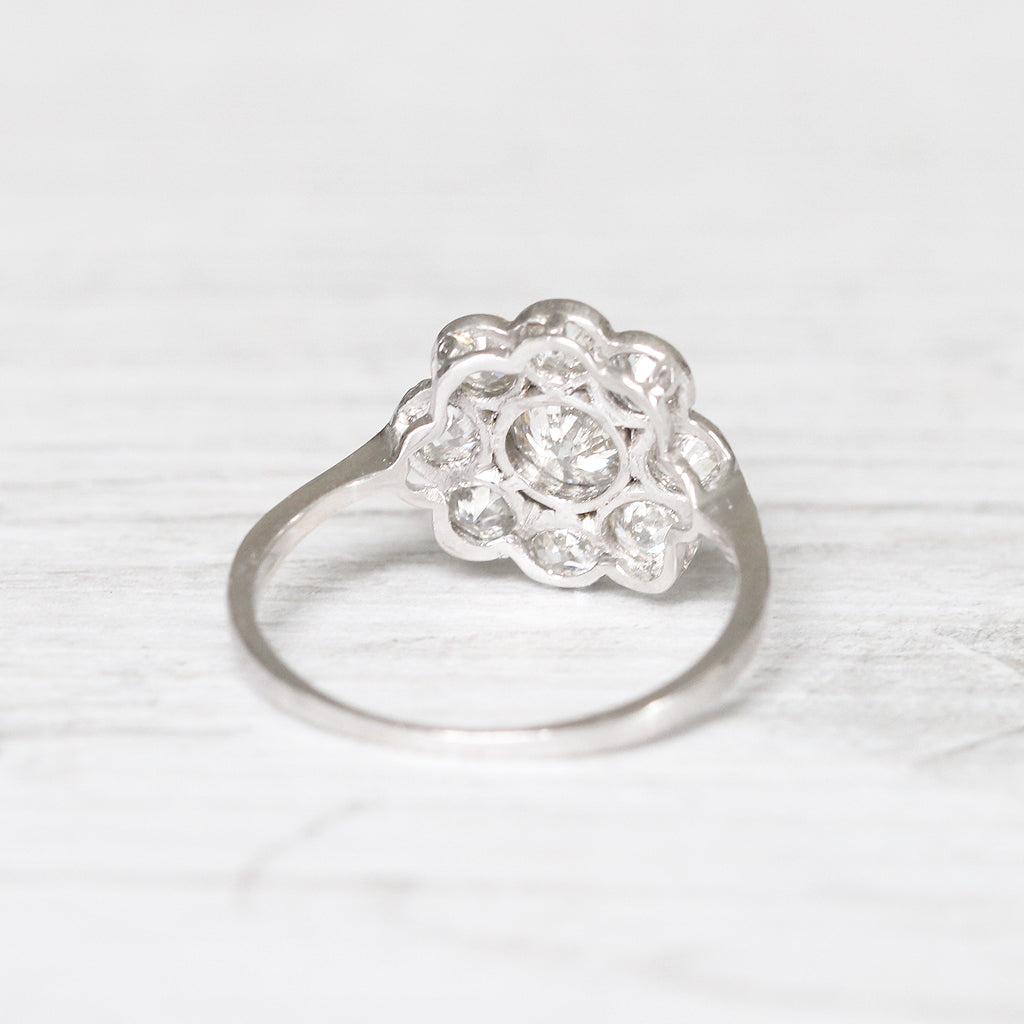 Art Deco 1.24 Carat Old Cut Diamond Daisy Cluster Ring