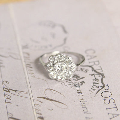 Art Deco 1.24 Carat Old Cut Diamond Daisy Cluster Ring