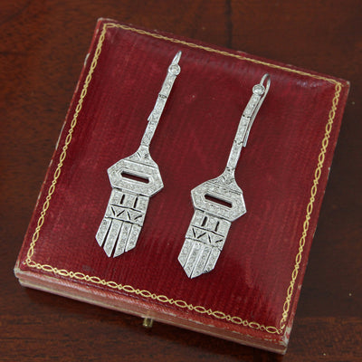 Art Deco 1.10 Carat Diamond Chandelier Drop Earrings