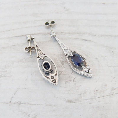 Art Deco Sapphire and Diamond Drop Earrings