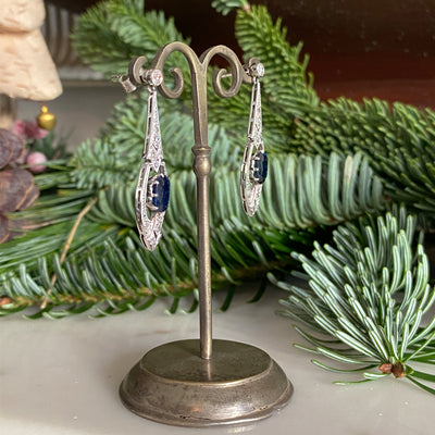 Art Deco Sapphire and Diamond Drop Earrings