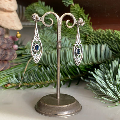 Art Deco Sapphire and Diamond Drop Earrings