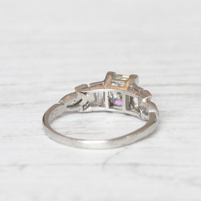 Art Deco 0.95 Carat Carré Cut Diamond Solitaire Ring