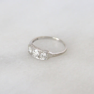 Art Deco 0.48 Carat Old European Cut Diamond Three Stone