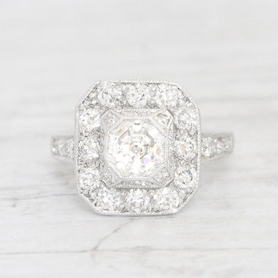 Art Deco 1.10 Carat Octagonal Cut Diamond Cluster Ring