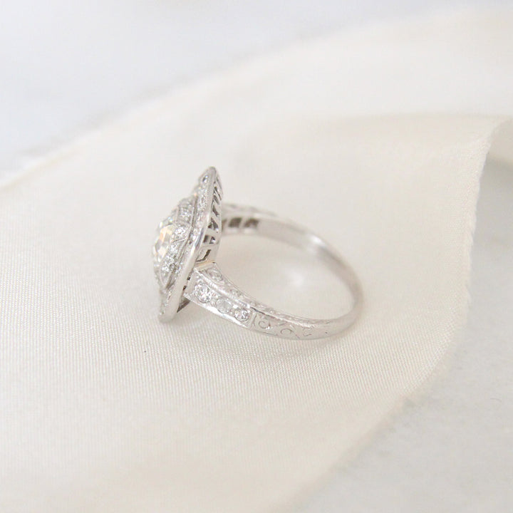 Art Deco 1.10 Carat Octagonal Cut Diamond Cluster Ring