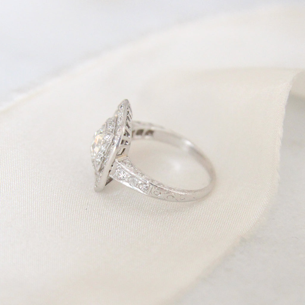 Art Deco 1.10 Carat Octagonal Cut Diamond Cluster Ring