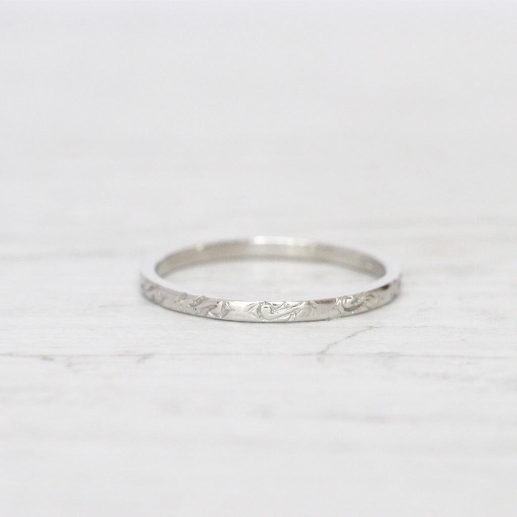 Art Deco Platinum Engraved Wedding Band