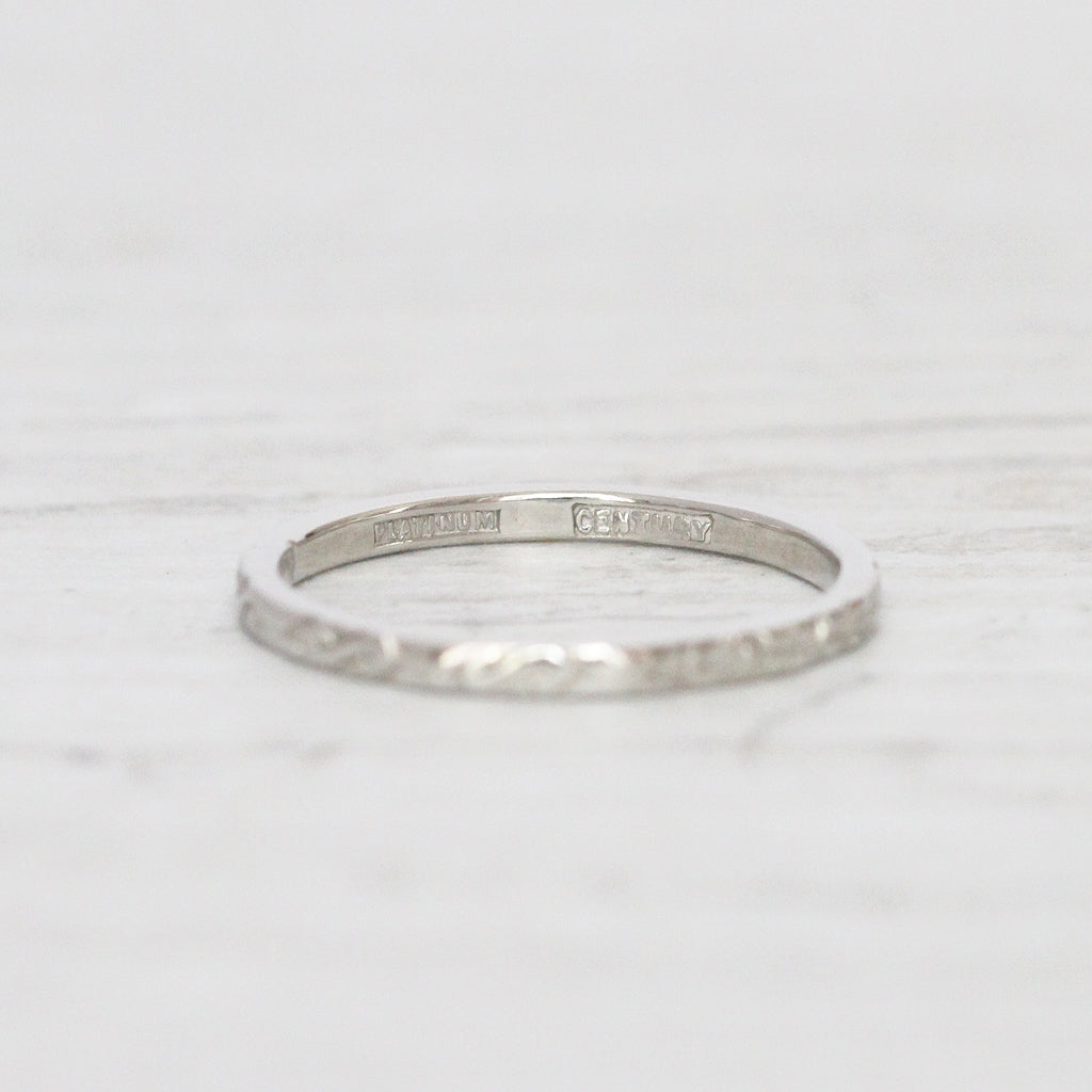 Art Deco Platinum Engraved Wedding Band