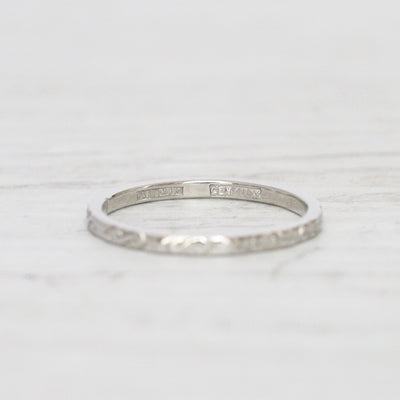 Art Deco Platinum Engraved Wedding Band