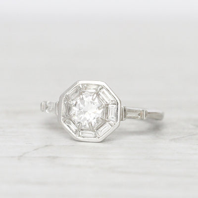 Art Deco Style 0.97 Carat Octagonal Cut Diamond Cluster