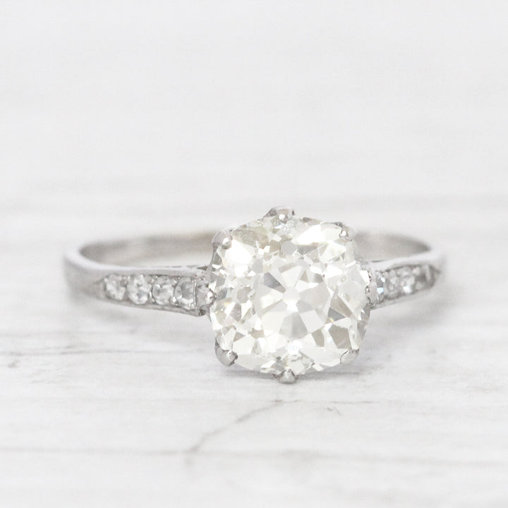 Art Deco 2.04 Old Mine Cut Diamond Solitaire