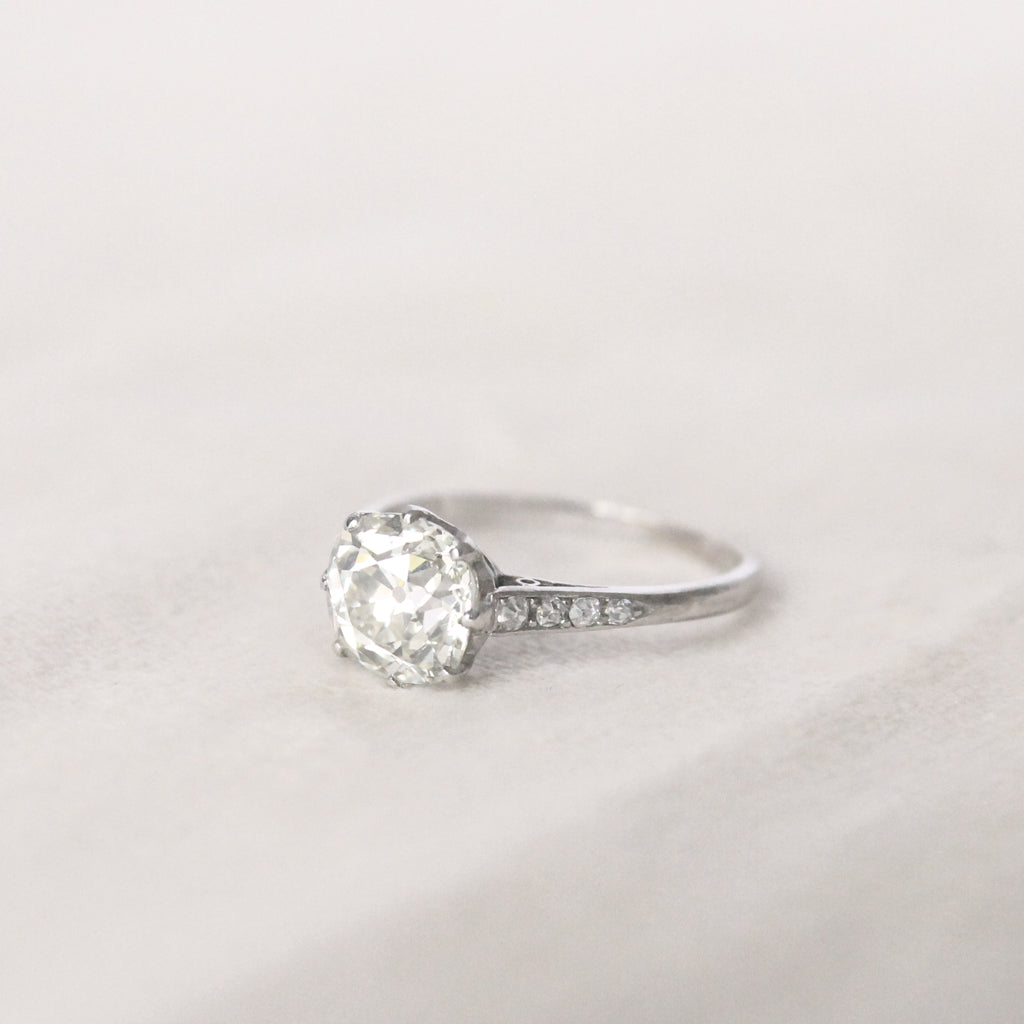 Art Deco 2.04 Old Mine Cut Diamond Solitaire