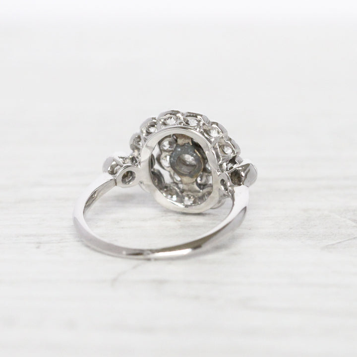 Art Deco 1 Carat Old Cut Diamond Double Row Cluster