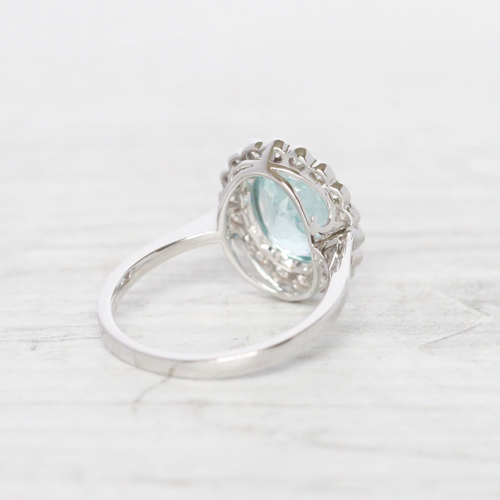 Vintage Style 2.35 Carat Aquamarine and Diamond Cluster