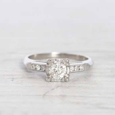 Art Deco 0.45 Carat Old European Cut Diamond Solitaire
