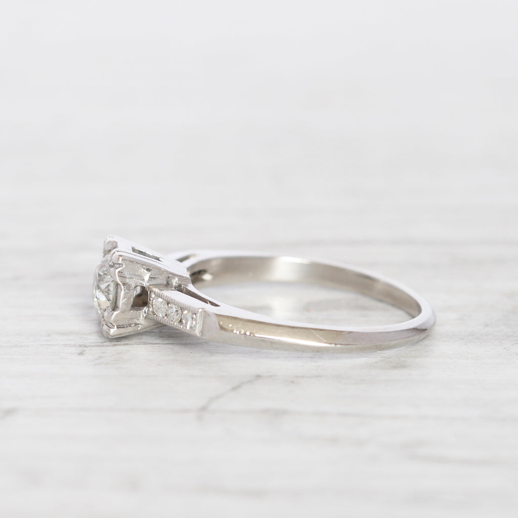 Art Deco 0.45 Carat Old European Cut Diamond Solitaire