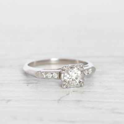 Art Deco 0.45 Carat Old European Cut Diamond Solitaire