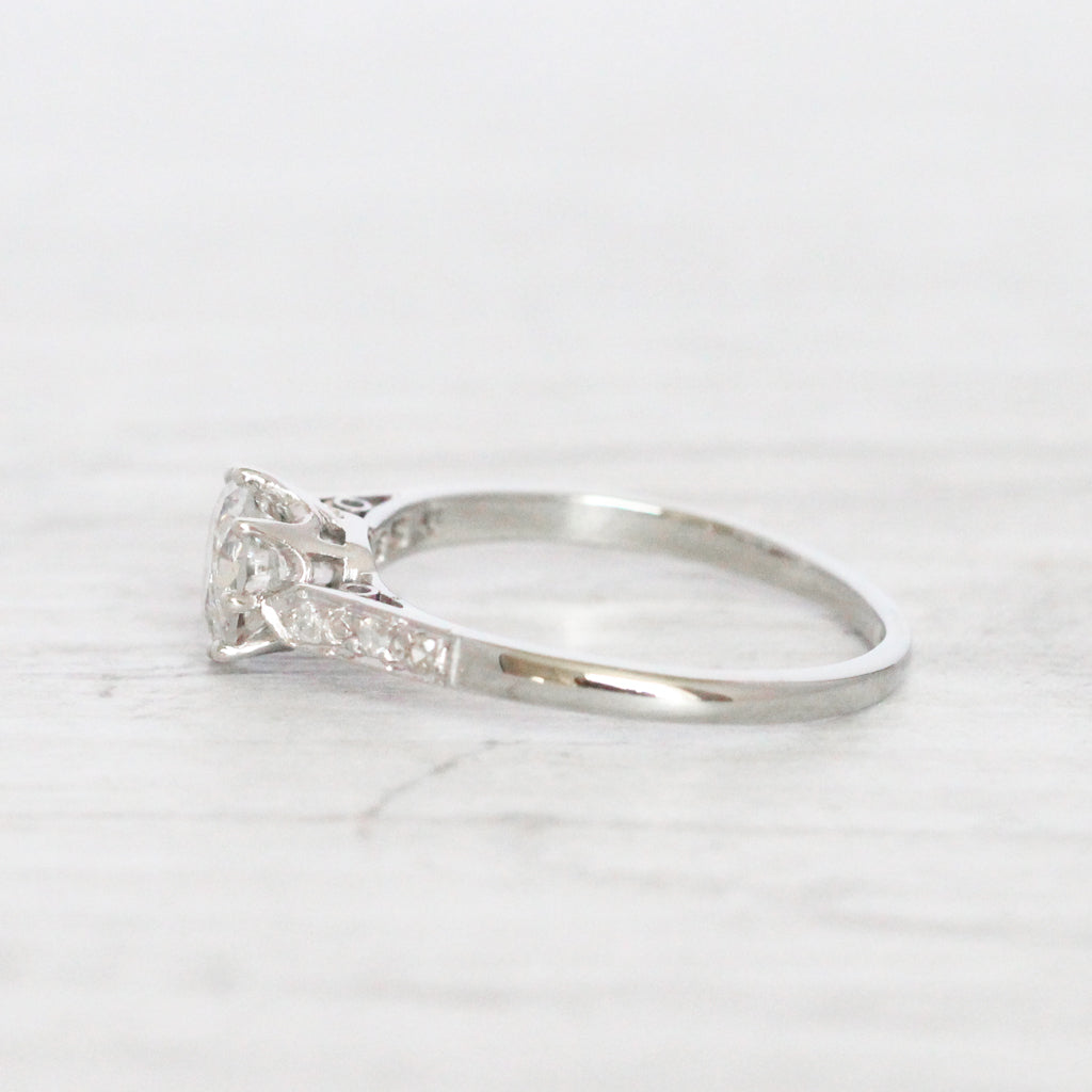 Art Deco 0.80 Carat Old European Cut Diamond Solitaire