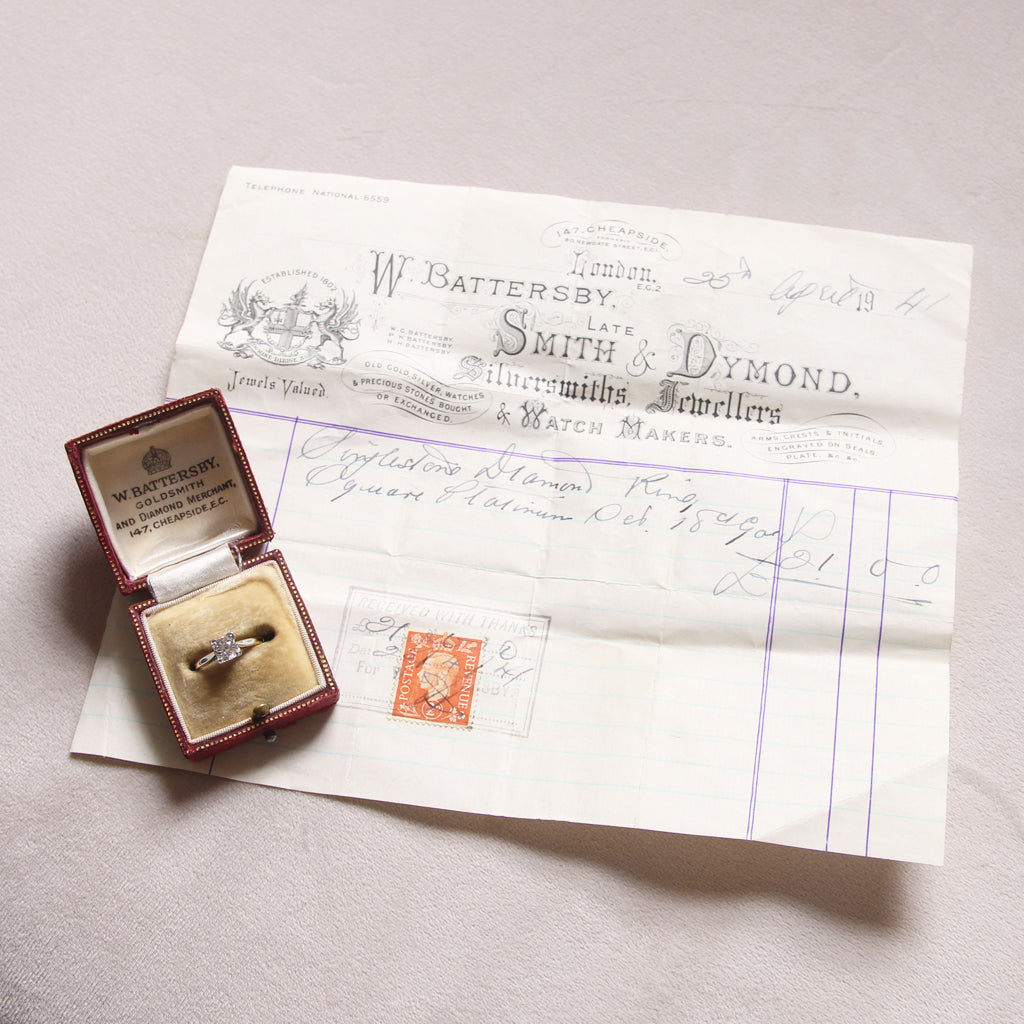 Vintage 0.60 Carat Old European Cut Diamond Solitaire with Original Box & Receipt