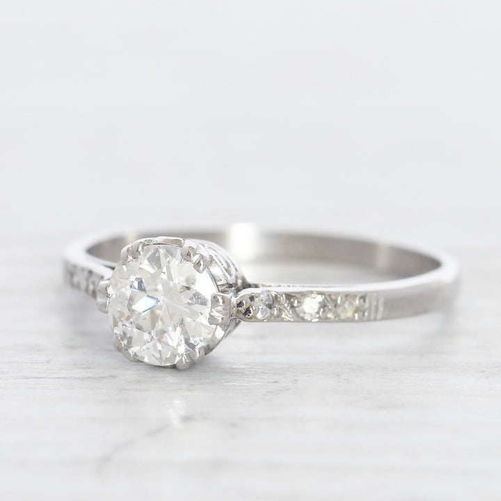 Art Deco 0.75 Carat Old European Cut Diamond Solitaire