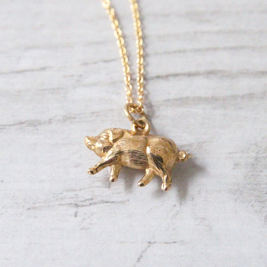 Vintage 9ct Gold 'Lucky Pig' Charm Pendant