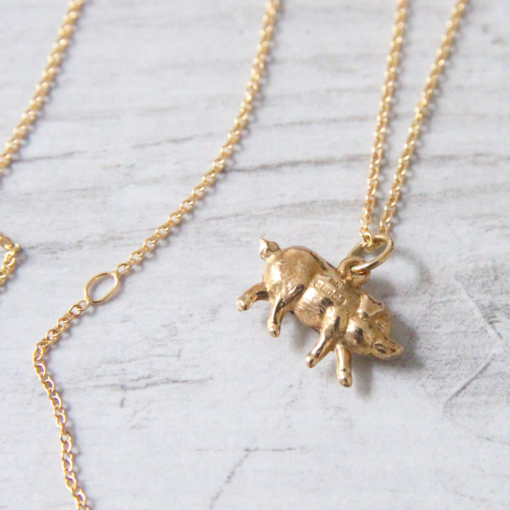 Vintage 9ct Gold 'Lucky Pig' Charm Pendant