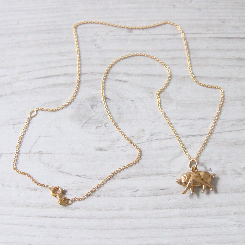 Vintage 9ct Gold 'Lucky Pig' Charm Pendant